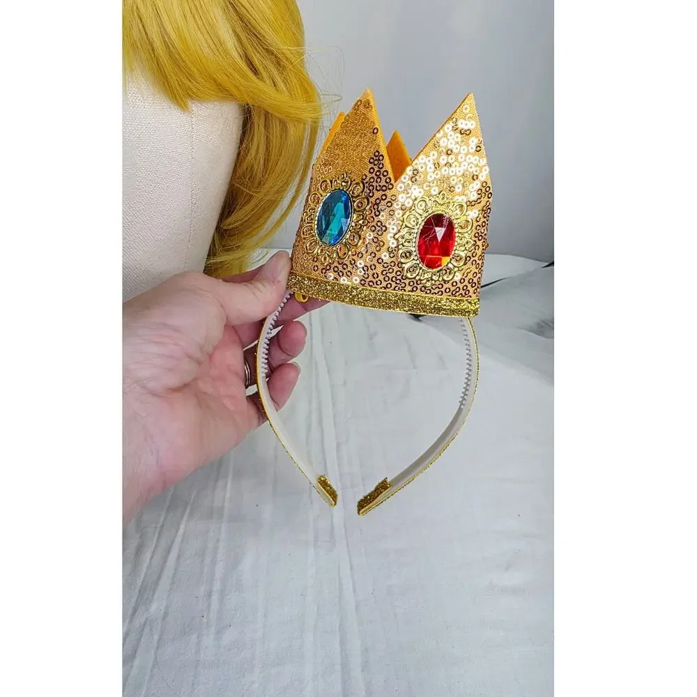 Golden Blonde Mermaid Princess Cosplay Wig Crown Adult Halloween Costume Set